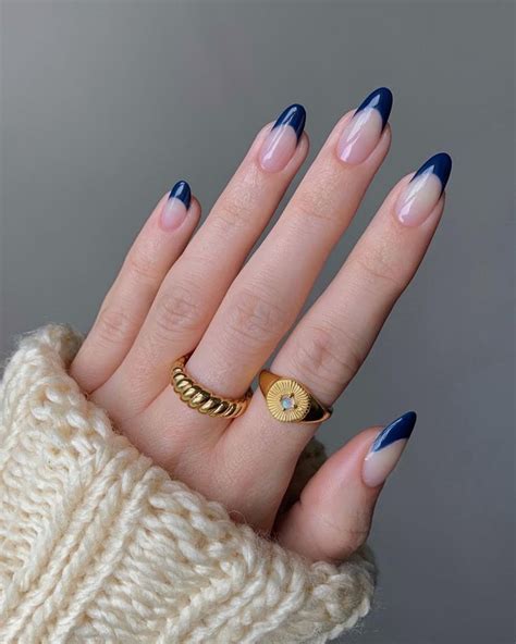 navy blue french tip nails.